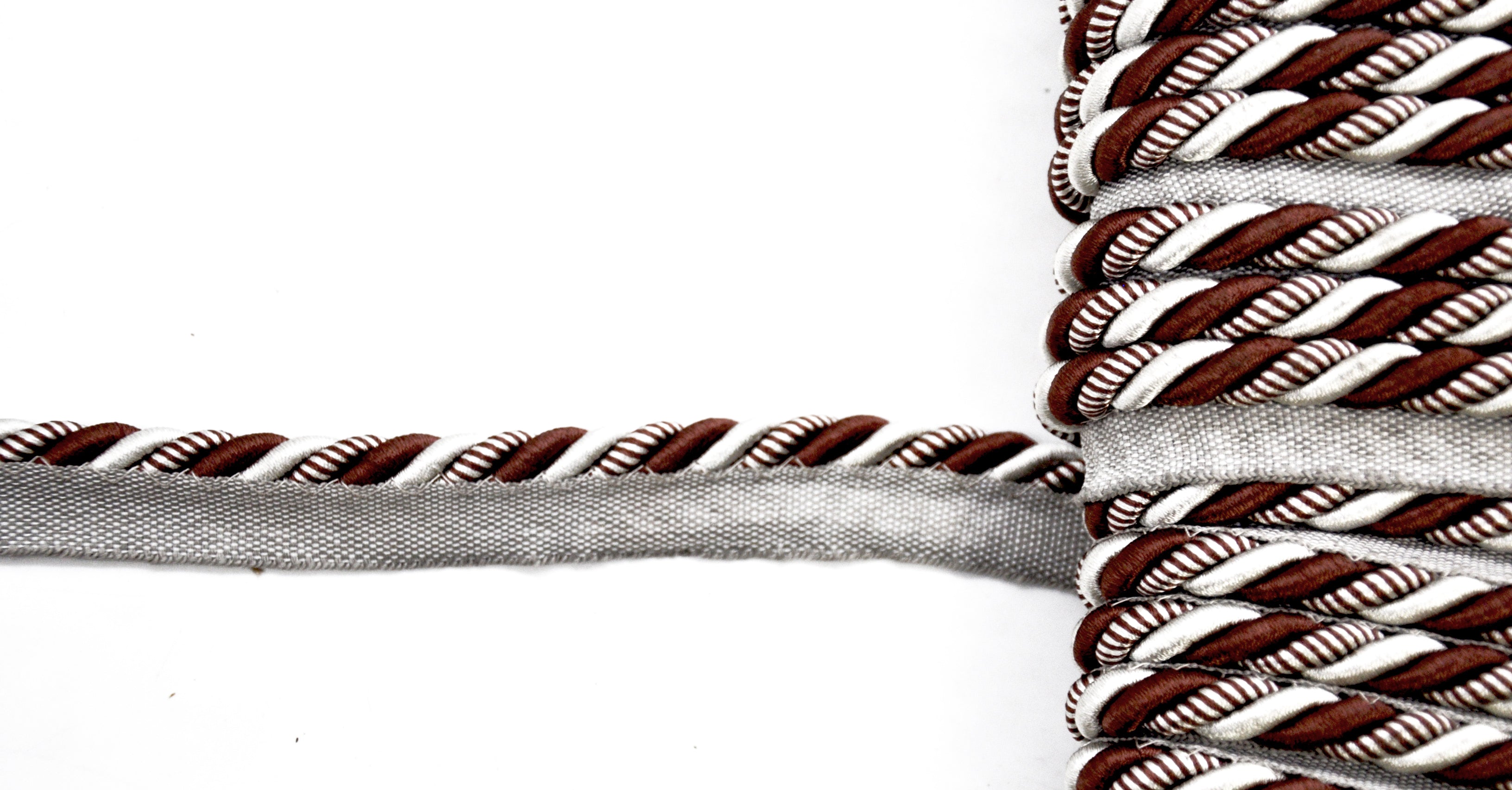 Milante Collection - 3/8" CORD WITH LIP (50 Yard Roll) - BC-1023-03/66 Brown and Silver