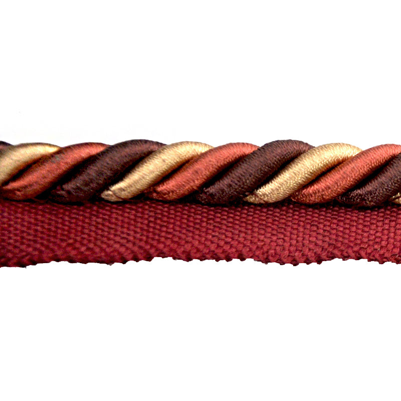 Milante Collection - 3/8" CORD WITH LIP (50 Yard Roll) - BC-1023-06/18 Rust, Gold and Brown