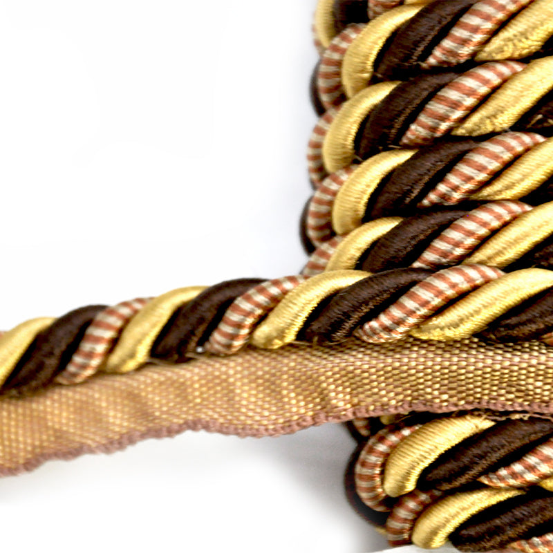 Milante Collection - 3/8" CORD WITH LIP (50 Yard Roll) - BC-1023-06/38 Rust, Brown and Gold