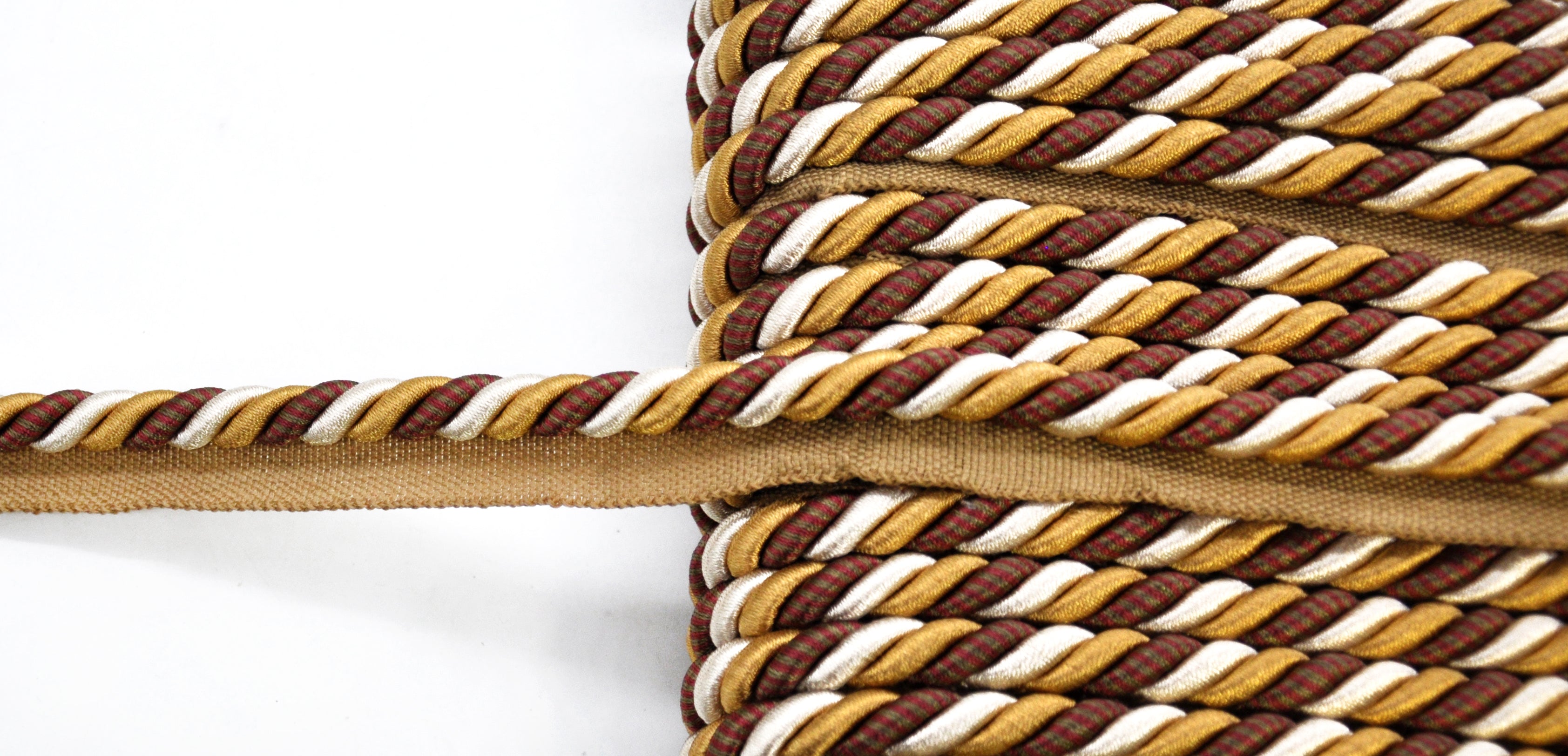 Milante Collection - 3/8" CORD WITH LIP (50 Yard Roll) - BC-1023-10/18 Gold and Rust