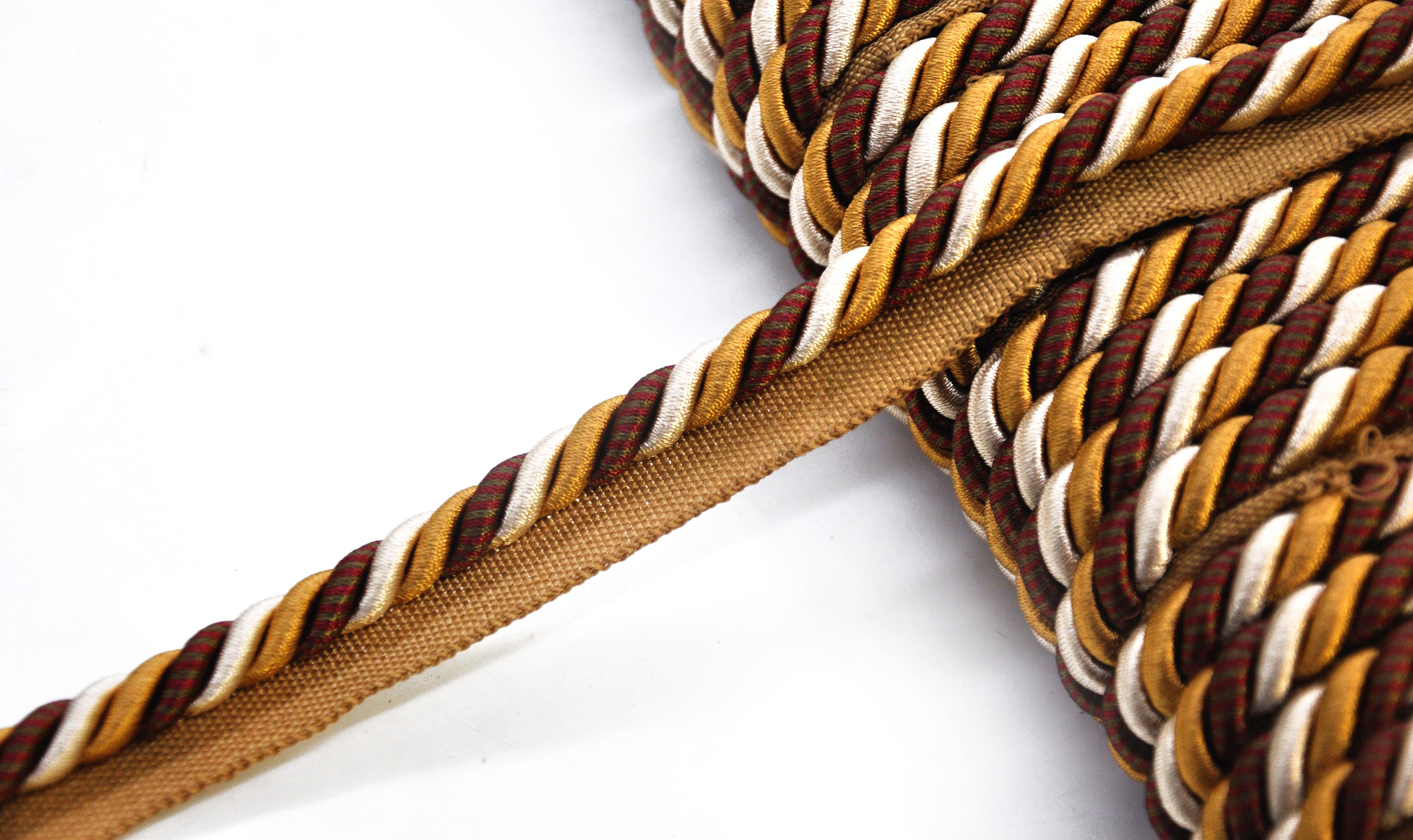 Milante Collection - 3/8" CORD WITH LIP (50 Yard Roll) - BC-1023-10/18 Gold and Rust