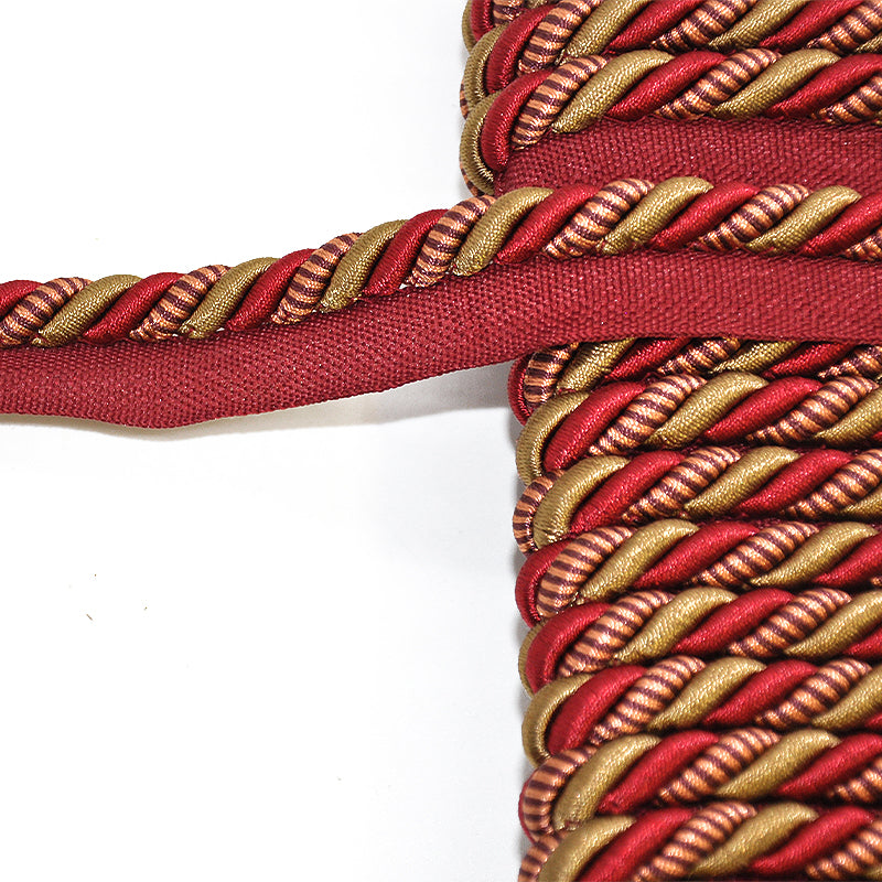 Milante Collection - 3/8" CORD WITH LIP (50 Yard Roll) - BC-1023-17/09 Red and Bronze