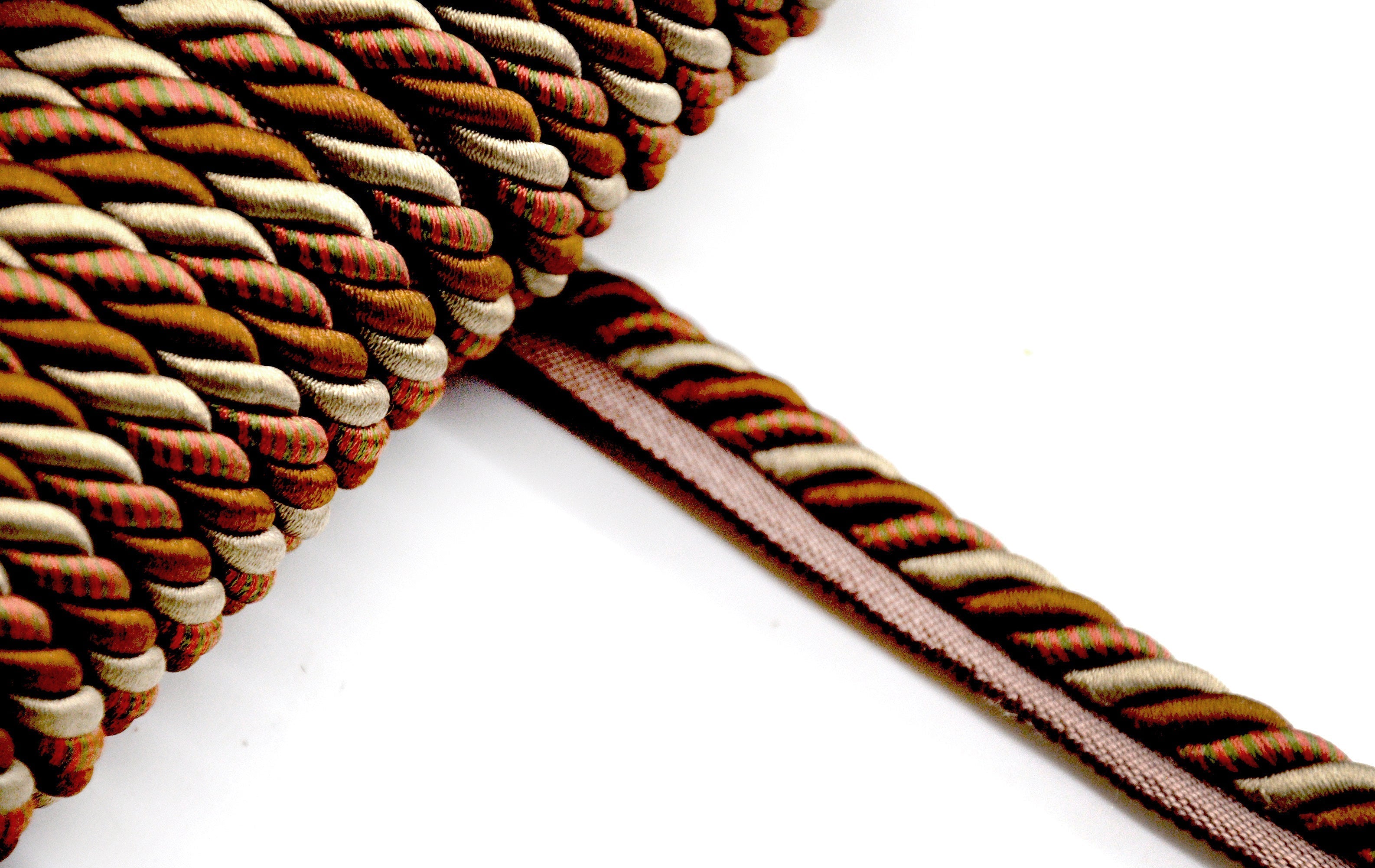 Milante Collection - 3/8" CORD WITH LIP (50 Yard Roll) - BC-1023-18/25 Brown and Green