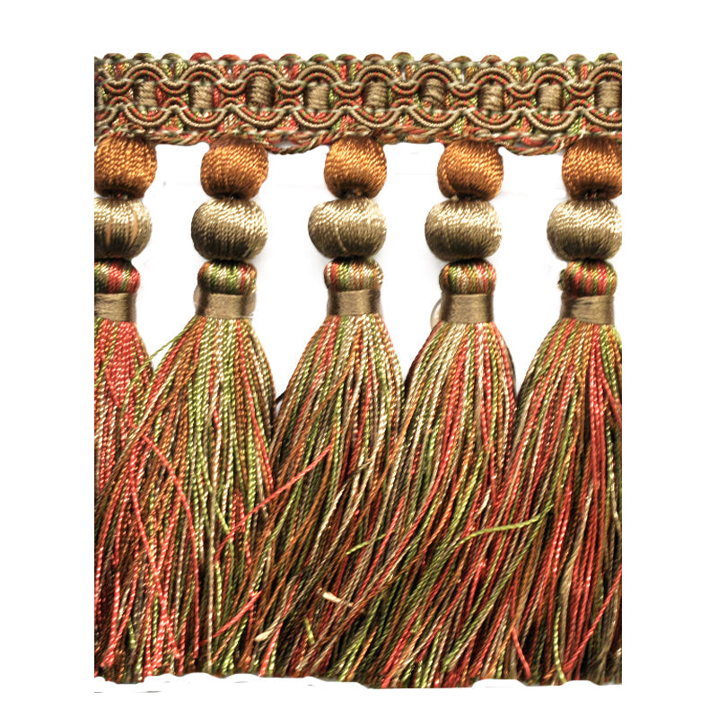 Milante Collection - 4 1/2" Tassel Fringe (25 Yard Roll) - BF-1477-18/25 Copper and Green