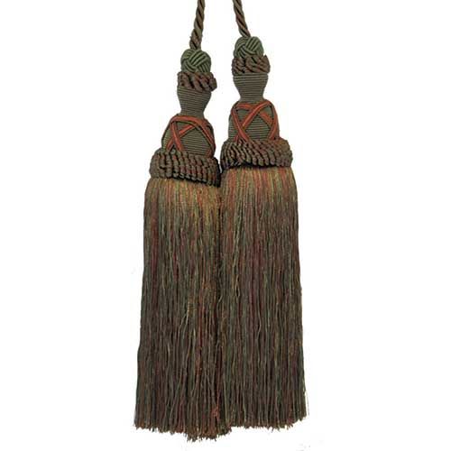 Milante Collection - 8 1/2" Length TASSEL CHAIR TIE - BT-623-18/25 Rust and Hunter Green