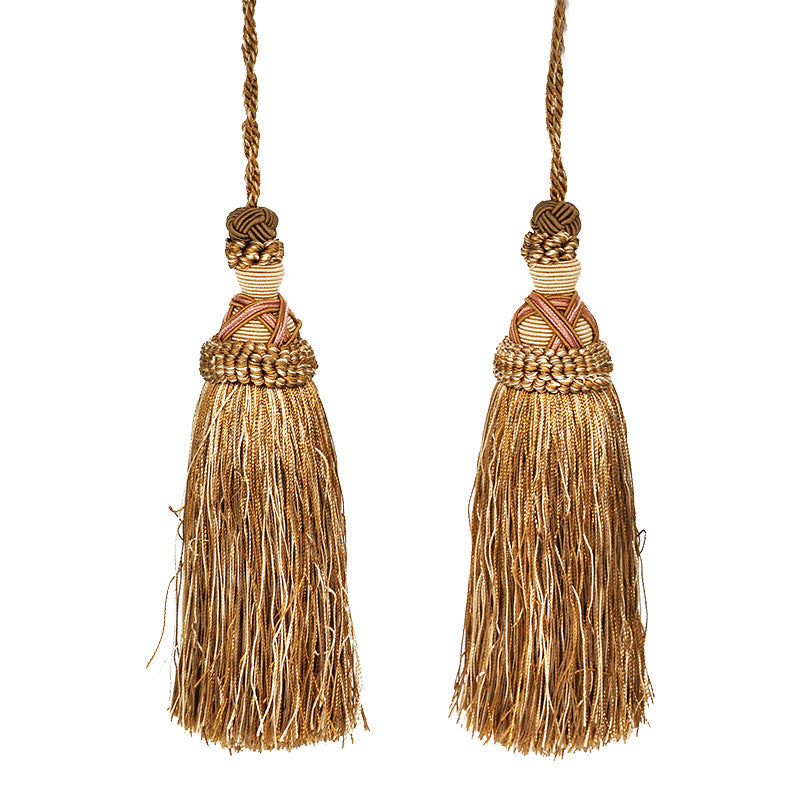 Milante Collection - 8" Length TASSEL - BT-509-16/36 Taupe and Ivory (2 Pieces per Pack)