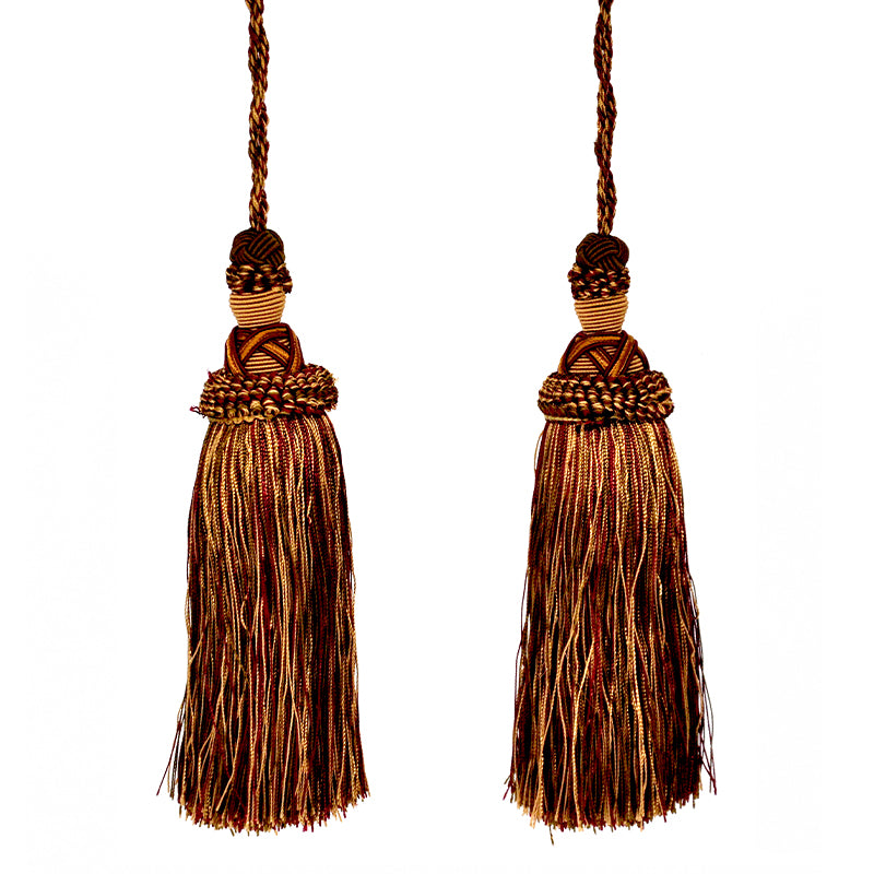 Milante Collection - 8" Length TASSEL - BT-509-17/38 Wine Red and Toffee (2 Pieces per Pack)