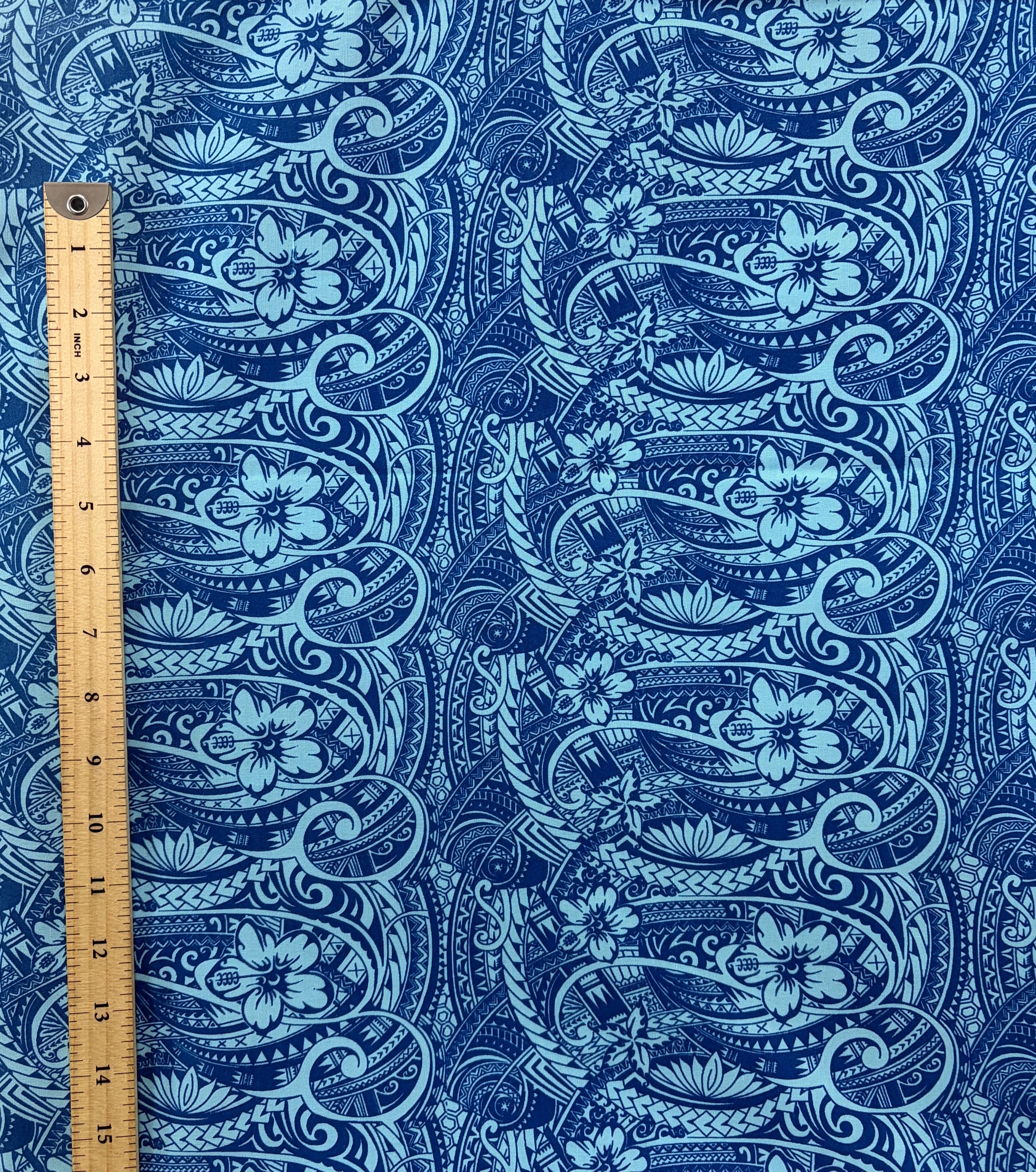 Mini Hibiscus Flowers Traditional Polynesian Tattoo Polyester Fabric | Islands Fabric