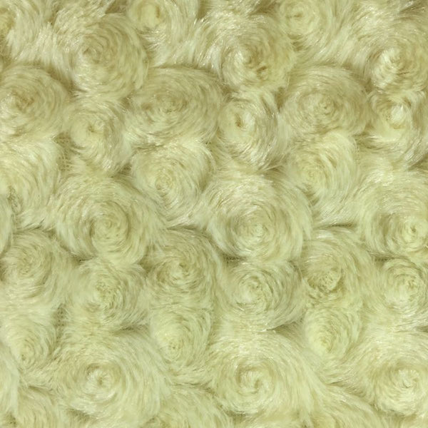 Banana Yellow Swirl Rosebud Faux Fur Fabric