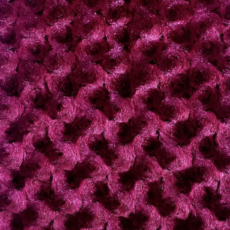 Burgundy Swirl Rosebud Faux Fur Fabric