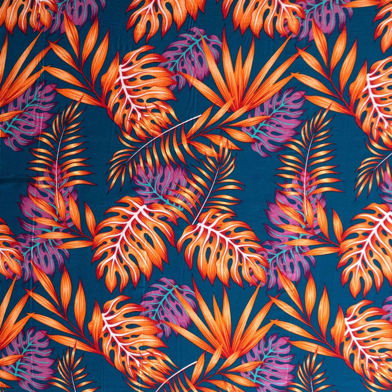 Monstera & Split Leaves Rayon Fabric | Islands Fabric
