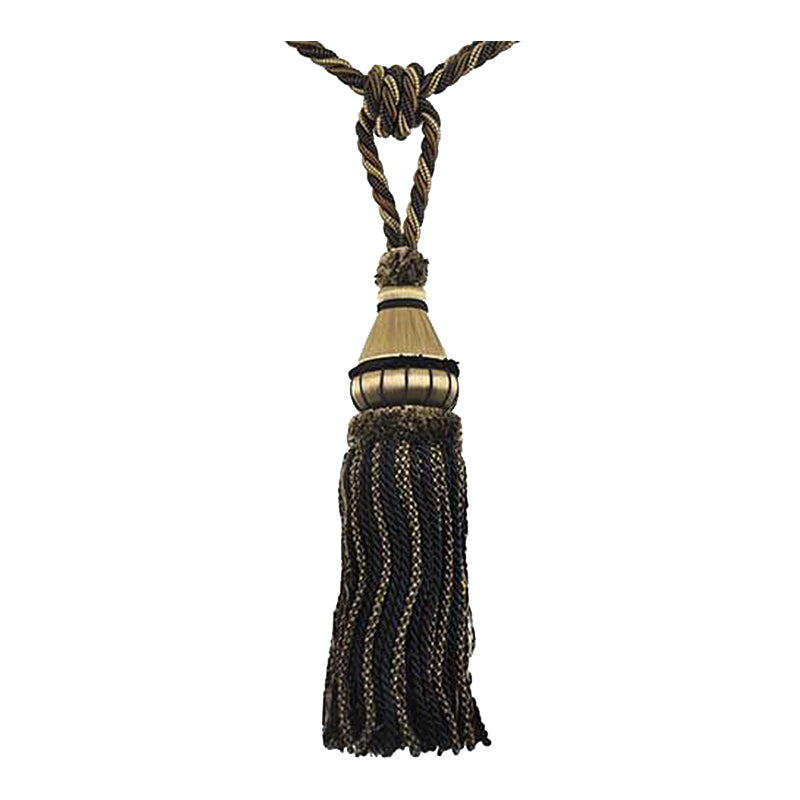 Mulberry Collection - 12" Length SINGLE TASSEL TIEBACK - BT-6002-02/06 Black and Brown