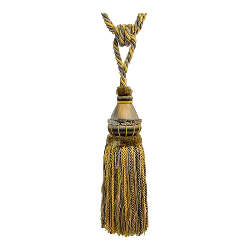 Mulberry Collection - 12" Length SINGLE TASSEL TIEBACK - BT-6002-11/10 Grey and Gold