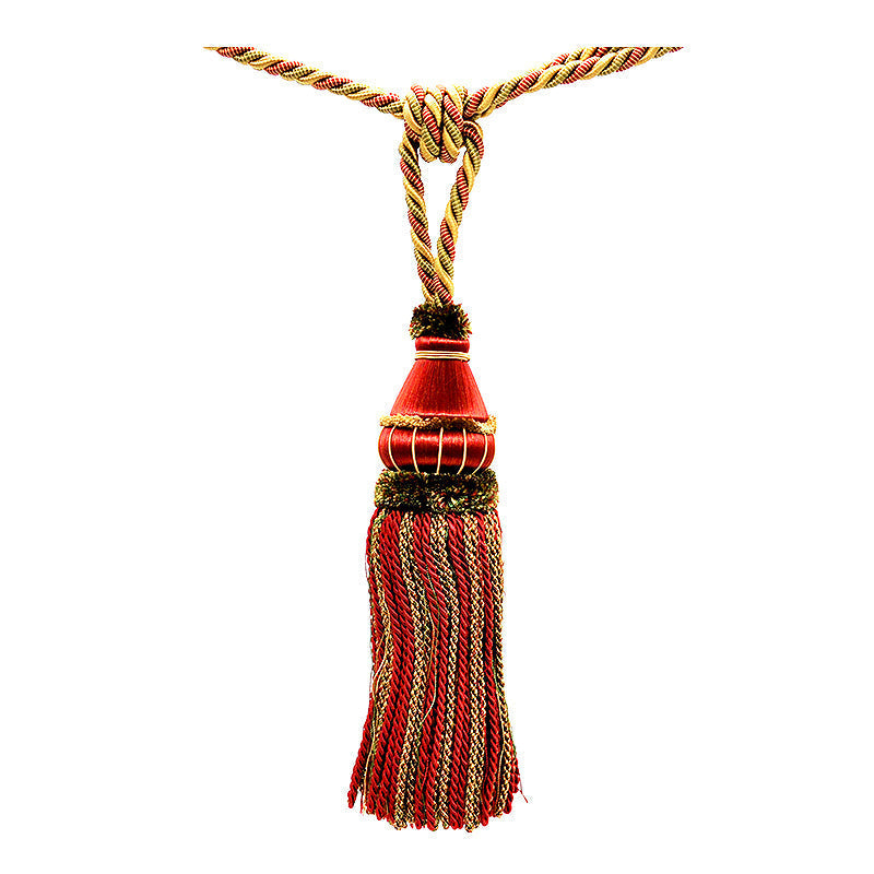 Mulberry Collection - 12" Length SINGLE TASSEL TIEBACK - BT-6002-17/61 Wine Red and Mocha
