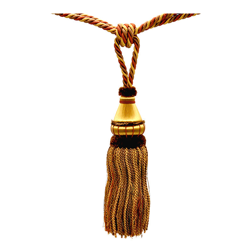 Mulberry Collection - 12" Length SINGLE TASSEL TIEBACK - BT-6002-88/61 Dark Brick and Mocha