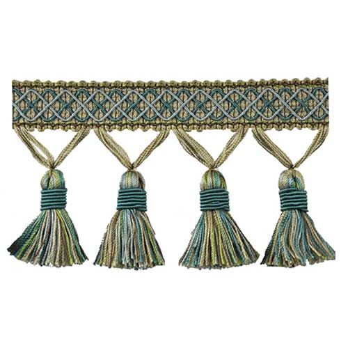 Mulberry Collection - 3 1/2" length TASSEL FRINGE (25 Yard Roll) - BF-4005-23/63 Teal and Moss Green