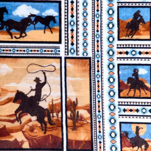 Multi Lone Star Digital Cuddle Jeans Fabric per yard