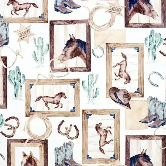 Multi Natural Old West Digital Cuddle Fabric per yard