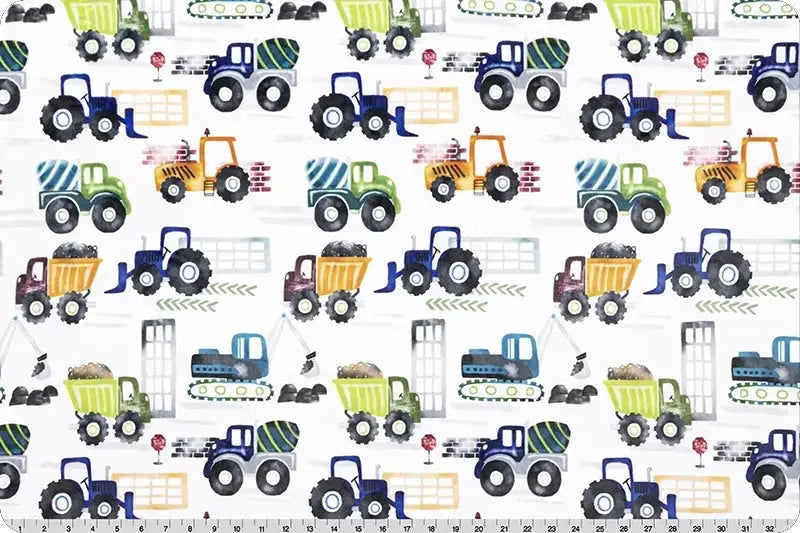 Multi Tractor Haul Digital Cuddle Fabric per yard