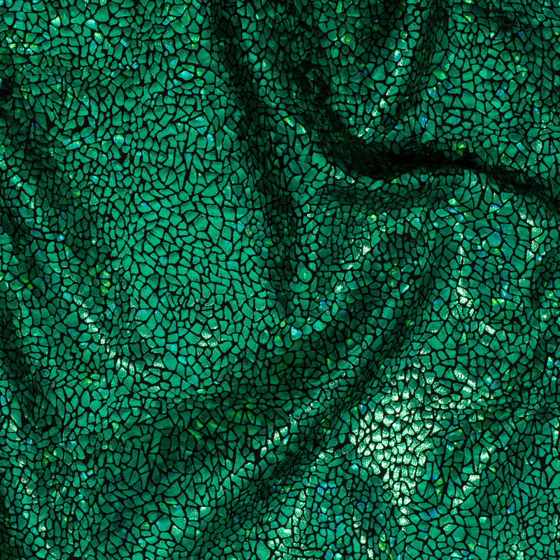 Alligator print Hologram 4 Way Stretch Nylon Spandex Fabric | Spandex Palace Black Green