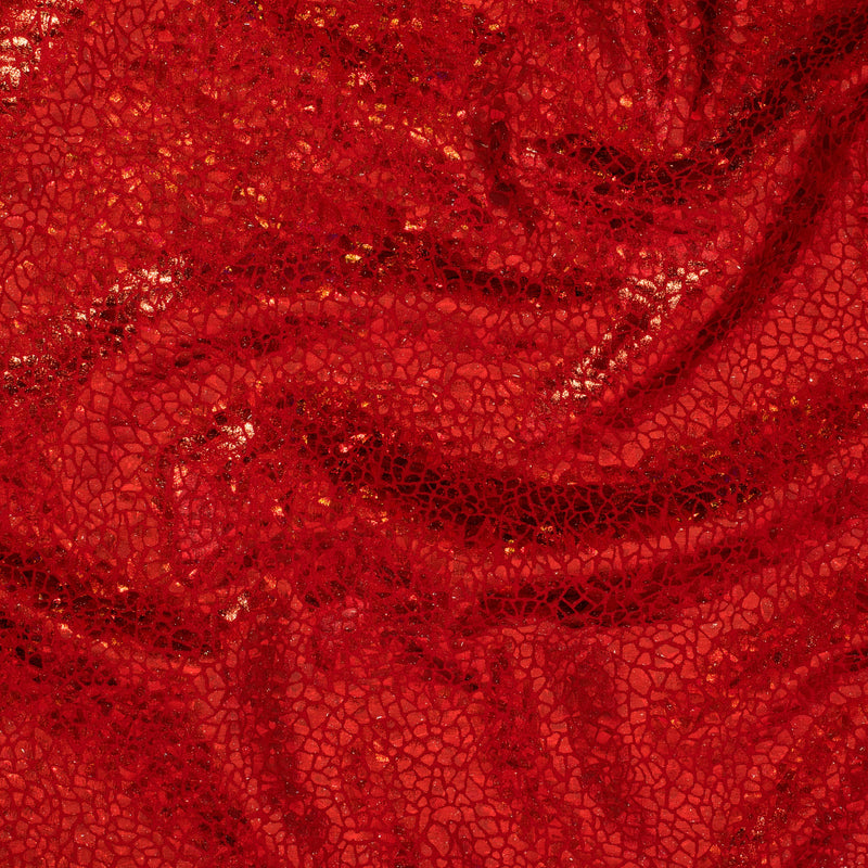 Alligator print Hologram 4 Way Stretch Nylon Spandex Fabric | Spandex Palace Red Red