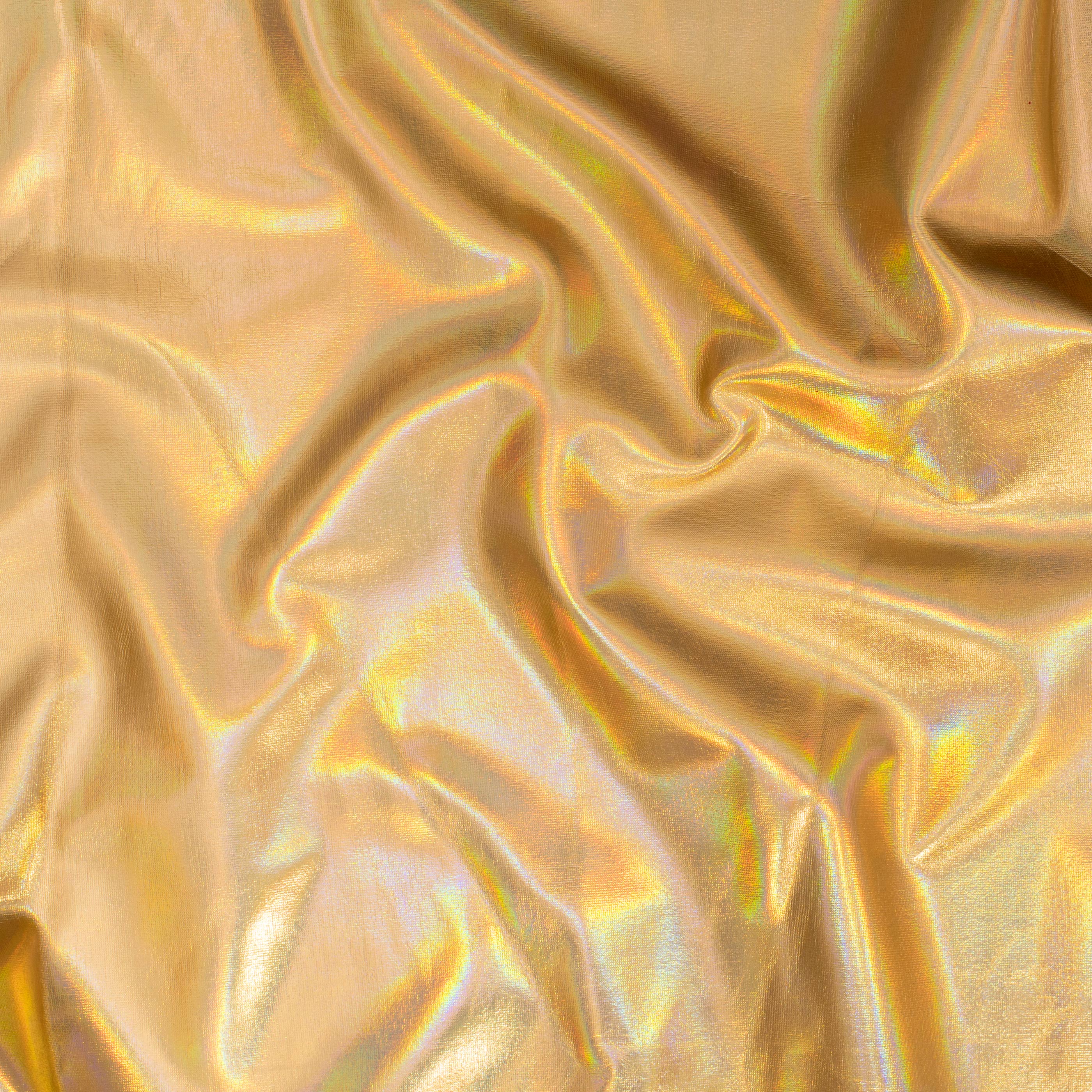 Hologram Vinyl Stretch Polyester Spandex Fabric | Spandex Palace Gold