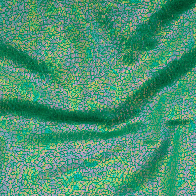 Alligator print Hologram 4 Way Stretch Nylon Spandex Fabric | Spandex Palace Green Illusion