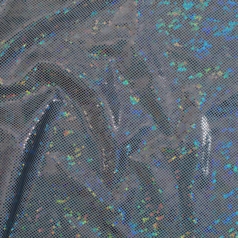 Nylon Spandex Fabric with Shatter Glass Hologram Design | Spandex Palace Charcoal