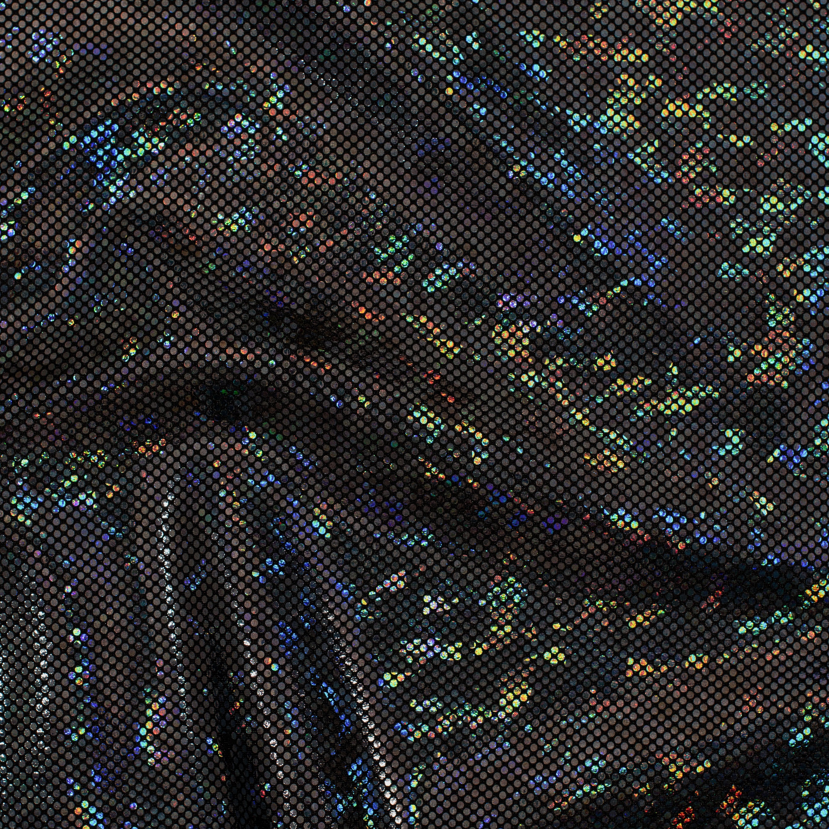 Nylon Spandex Fabric with Shatter Glass Hologram Design | Spandex Palace Black Black