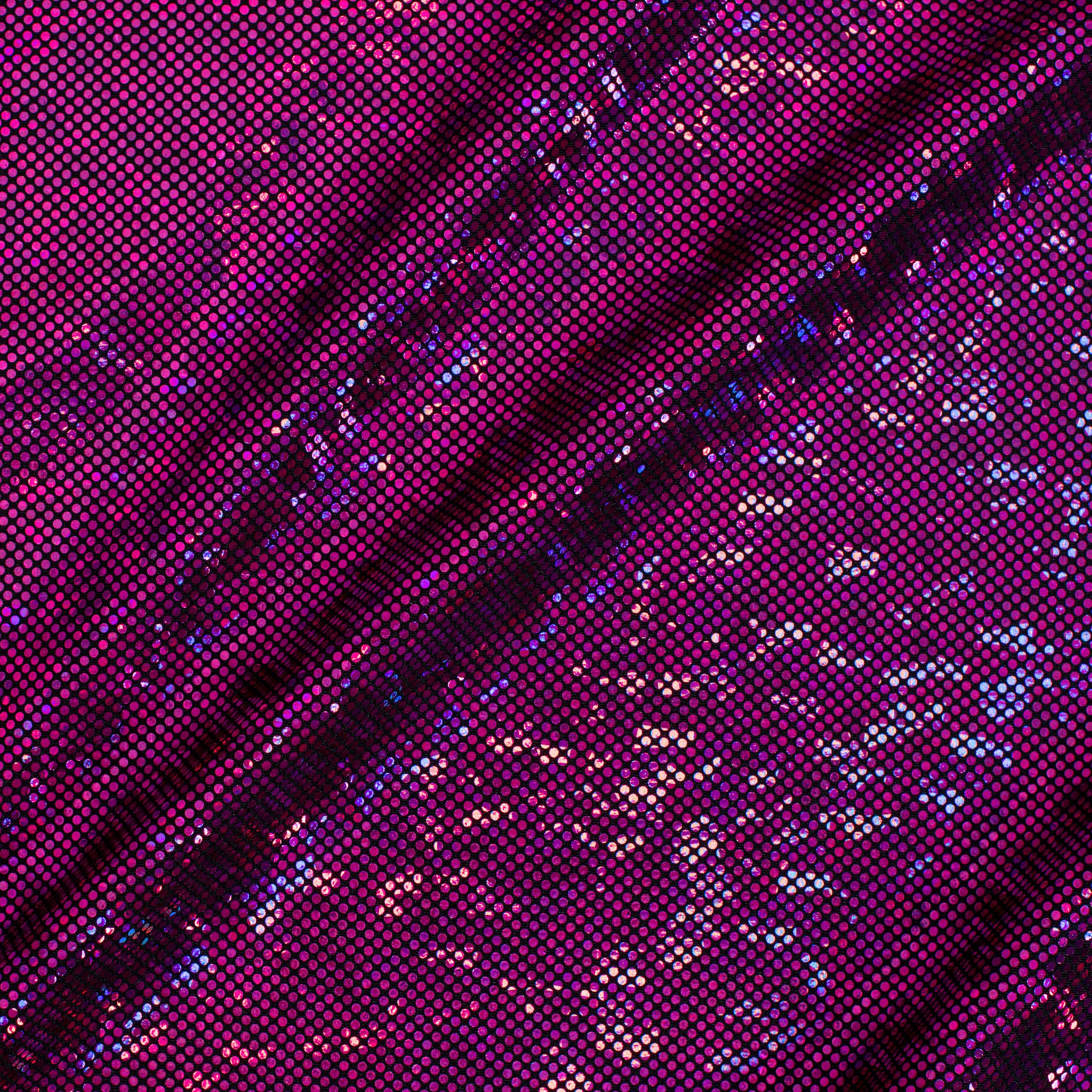 Nylon Spandex Fabric with Shatter Glass Hologram Design | Spandex Palace Black Fuchsia