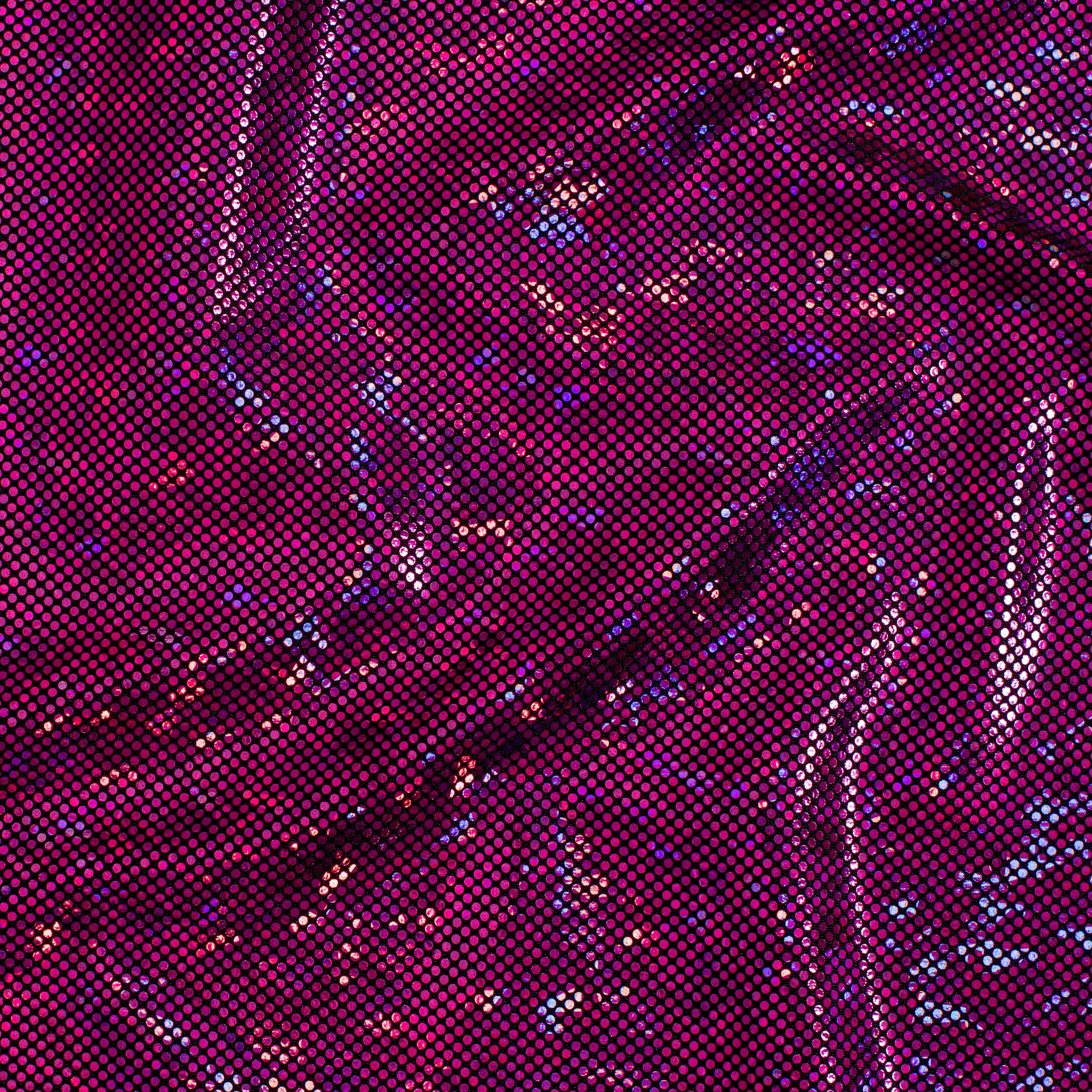 Nylon Spandex Fabric with Shatter Glass Hologram Design | Spandex Palace Black Fuchsia