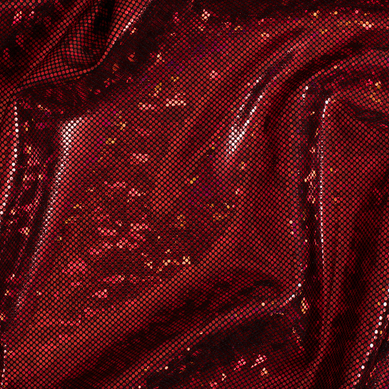 Nylon Spandex Fabric with Shatter Glass Hologram Design | Spandex Palace Black Red