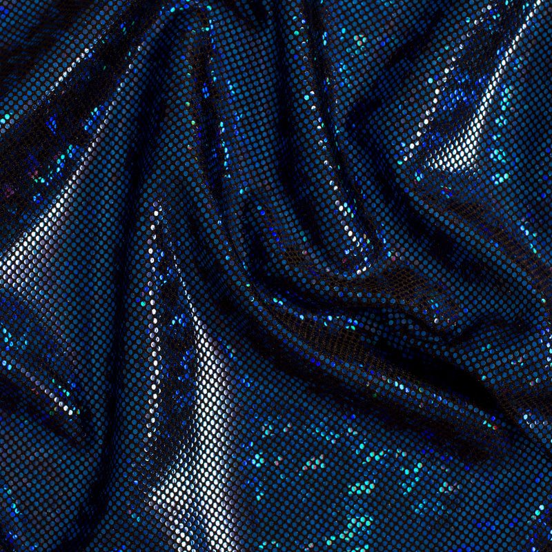 Nylon Spandex Fabric with Shatter Glass Hologram Design | Spandex Palace Black Royal