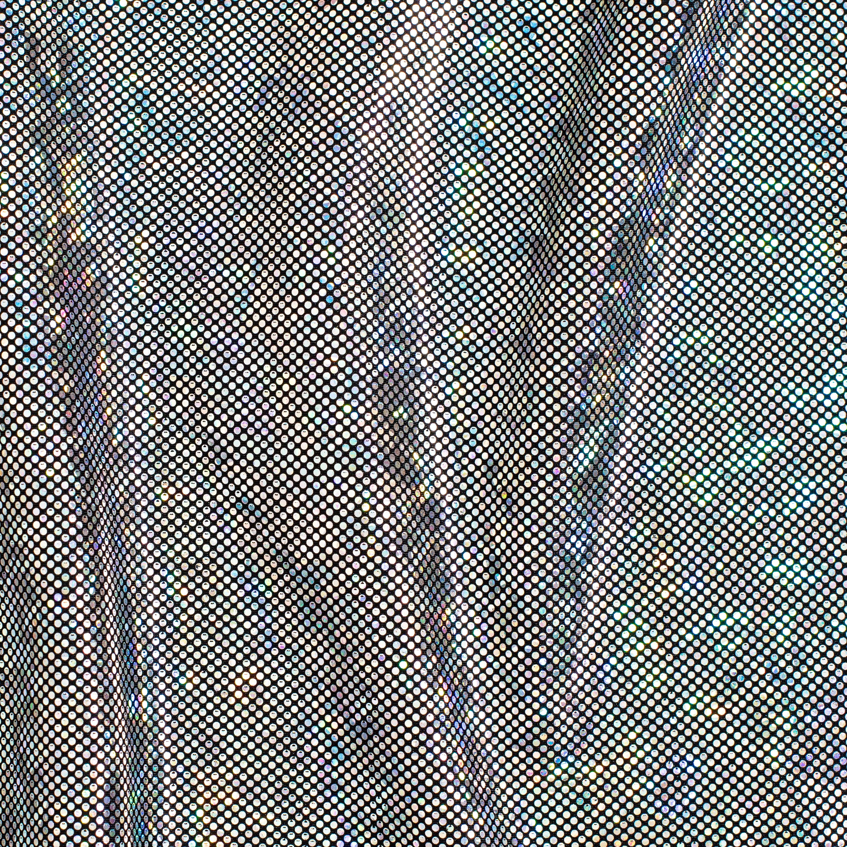 Nylon Spandex Fabric with Shatter Glass Hologram Design | Spandex Palace Black Silver