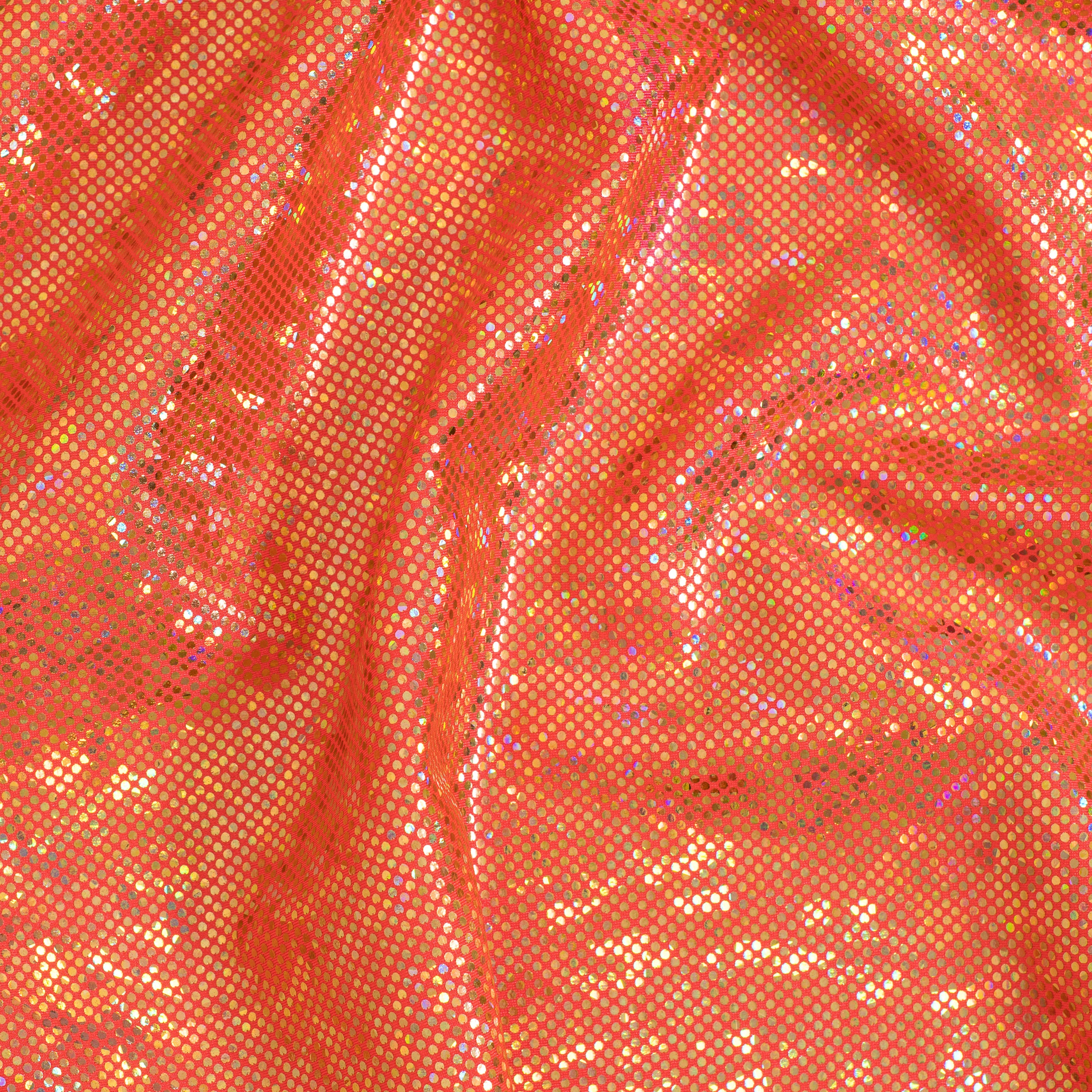 Nylon Spandex Fabric with Shatter Glass Hologram Design | Spandex Palace Coral