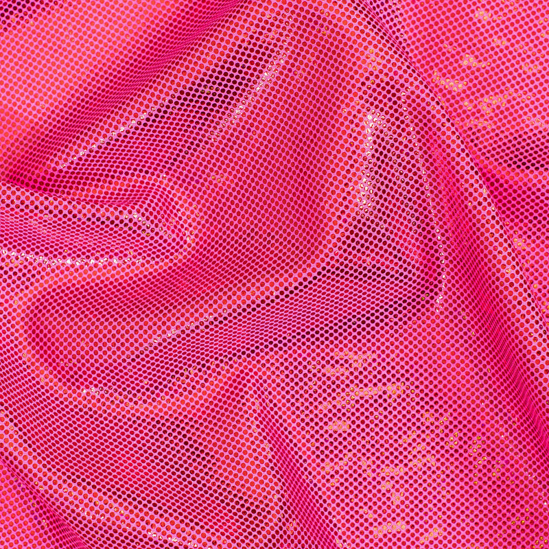 Nylon Spandex Fabric with Shatter Glass Hologram Design | Spandex Palace Hot Pink