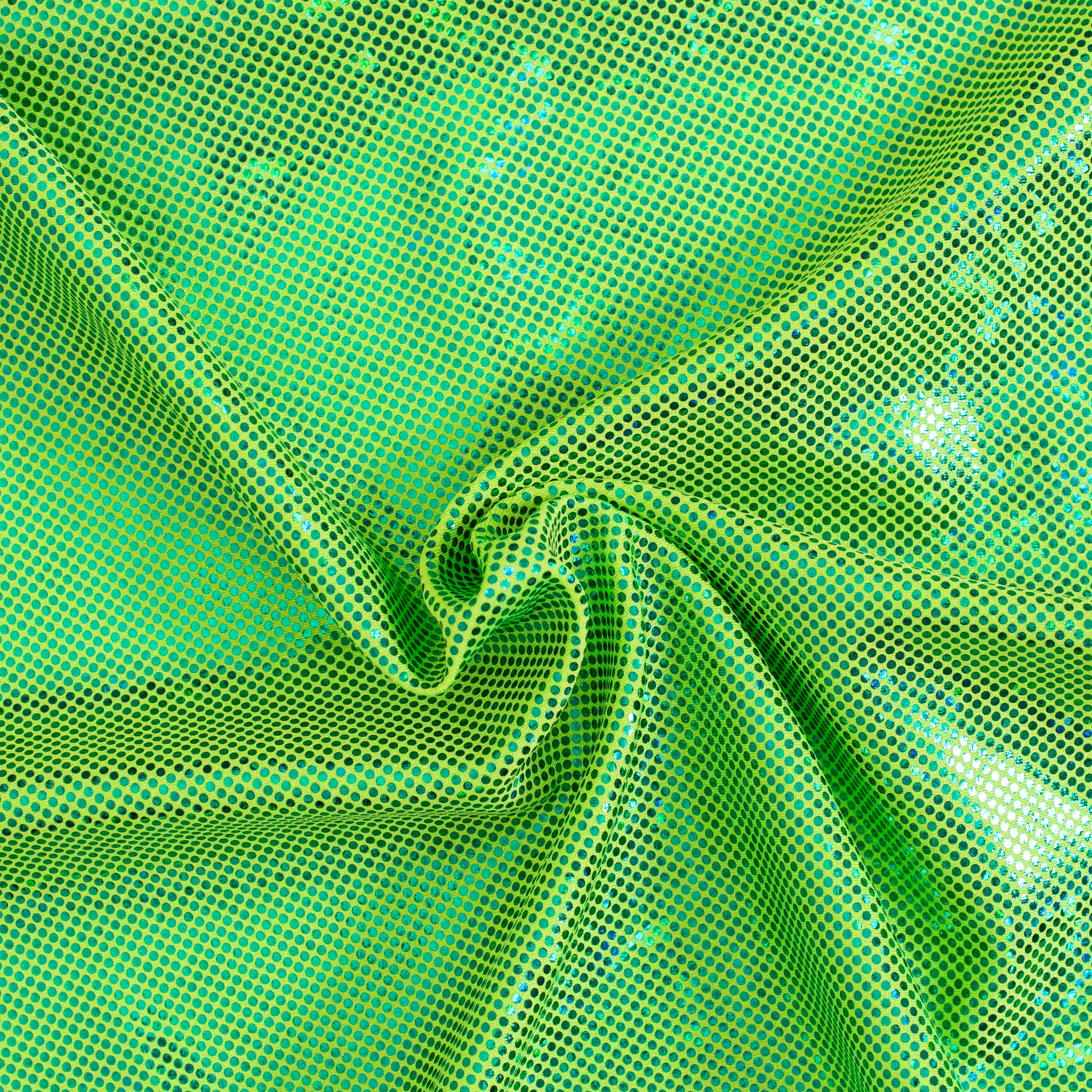 Nylon Spandex Fabric with Shatter Glass Hologram Design | Spandex Palace Lime Green