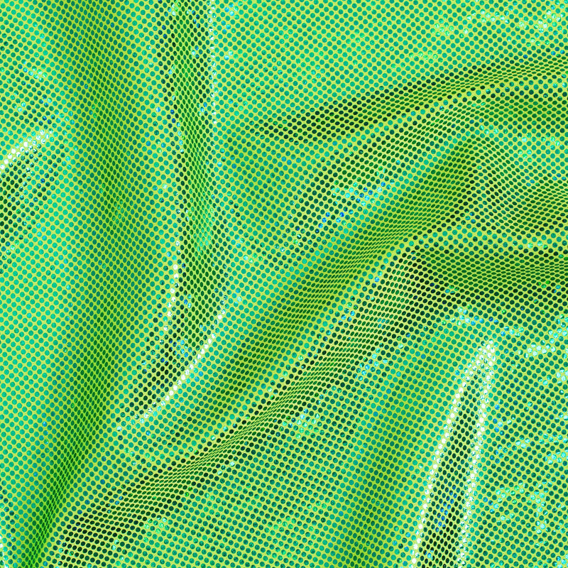 Nylon Spandex Fabric with Shatter Glass Hologram Design | Spandex Palace Lime Green