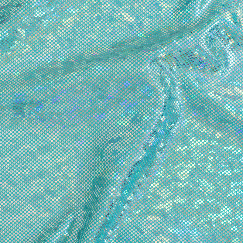 Nylon Spandex Fabric with Shatter Glass Hologram Design | Spandex Palace Mint Silver
