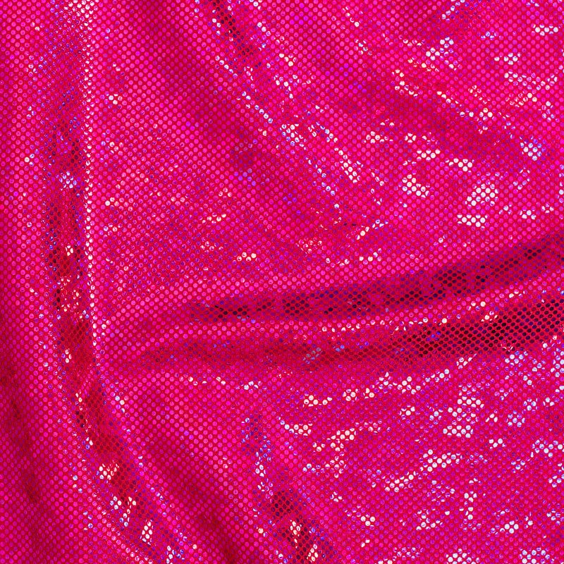 Nylon Spandex Fabric with Shatter Glass Hologram Design | Spandex Palace Red Fuchsia