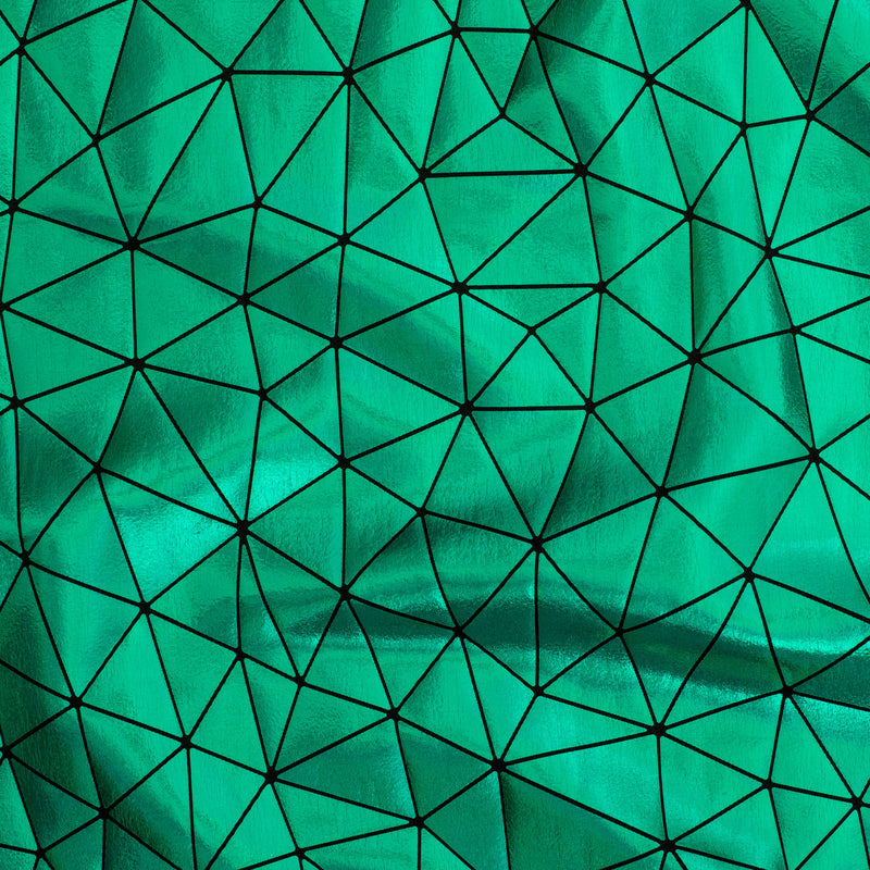 Bohemian Laser Hologram Nylon Spandex Fabric | Spandex palace Black Green