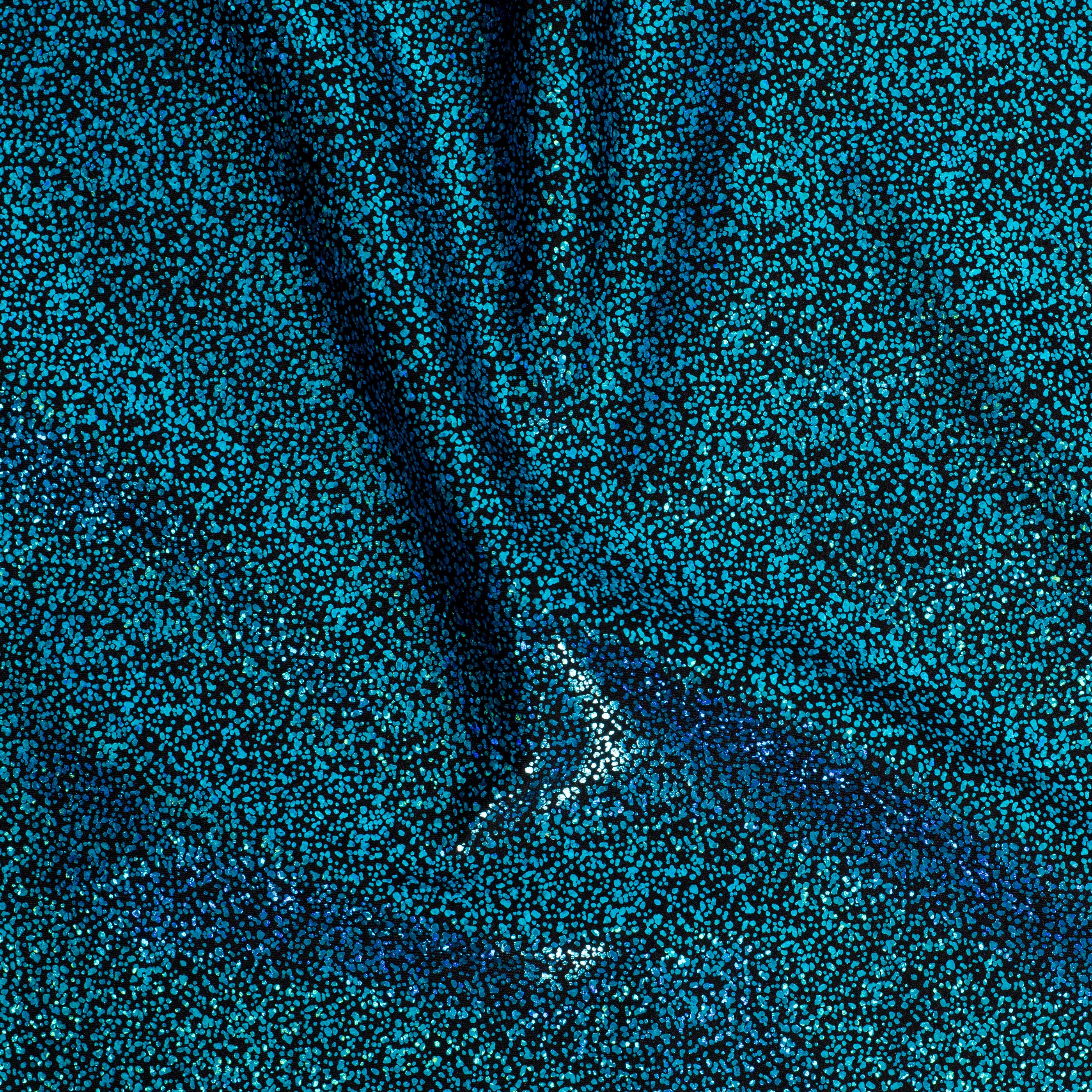 Pebble Hologram Nylon Spandex Tricot Fabric | Spandex Palace Black Turq