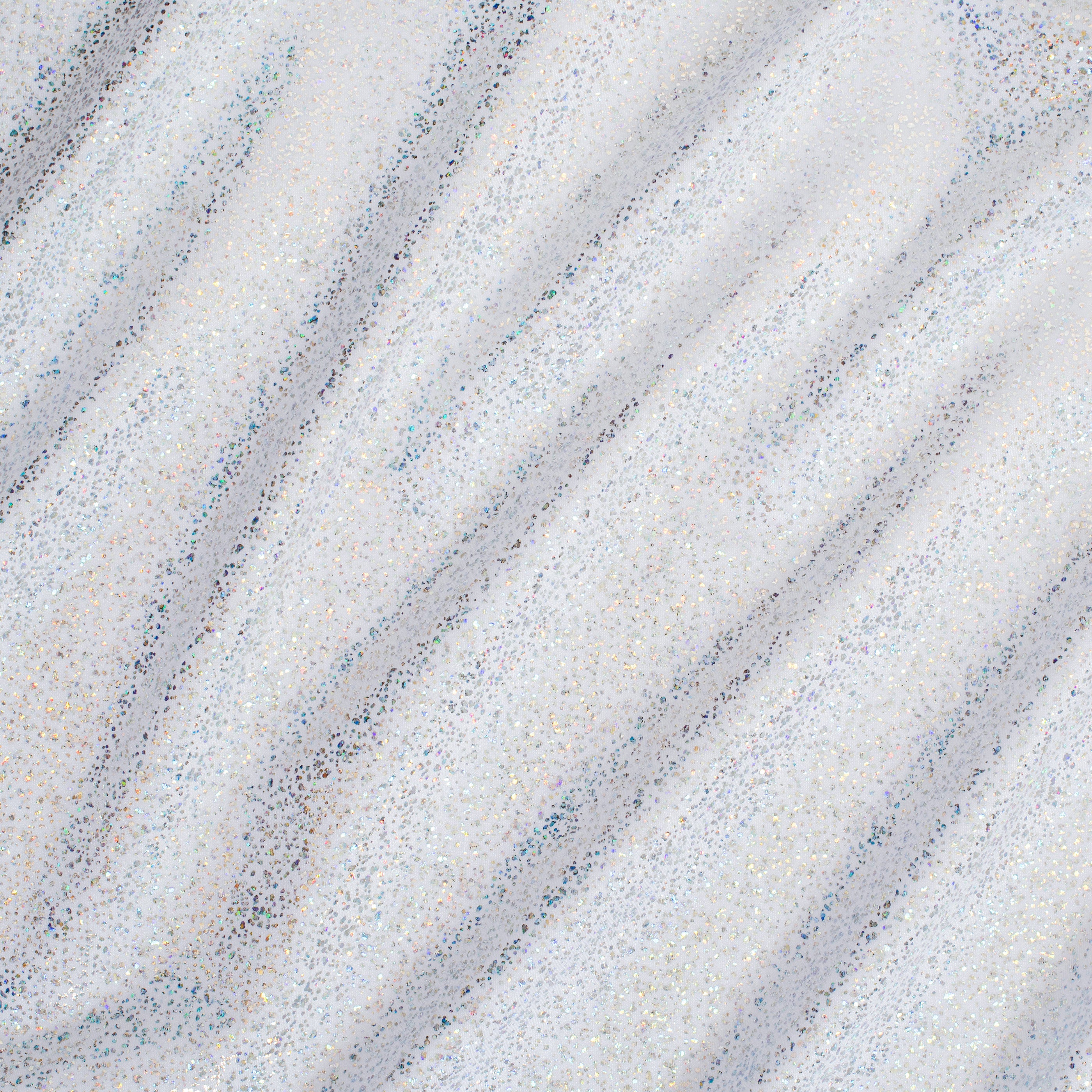 Pebble Hologram Nylon Spandex Tricot Fabric | Spandex Palace White Silver