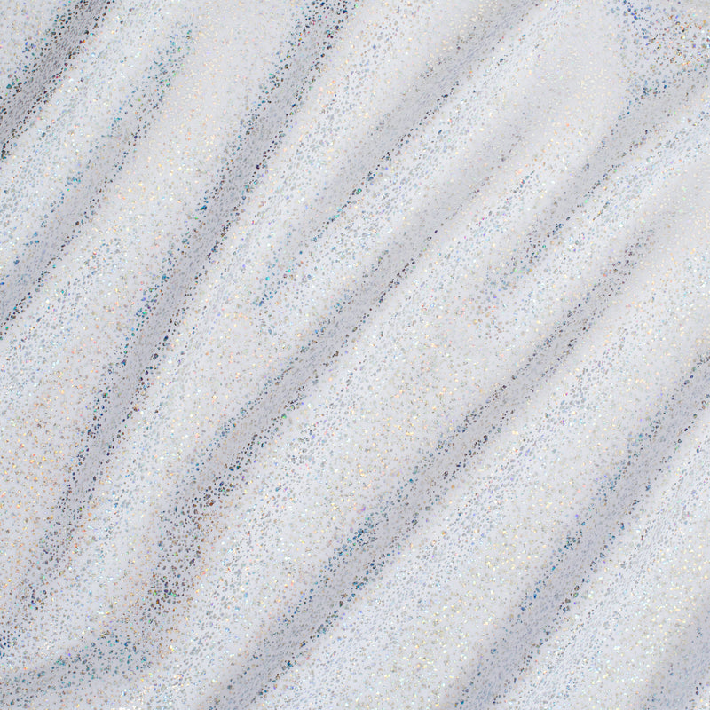Pebble Hologram Nylon Spandex Tricot Fabric | Spandex Palace White Silver