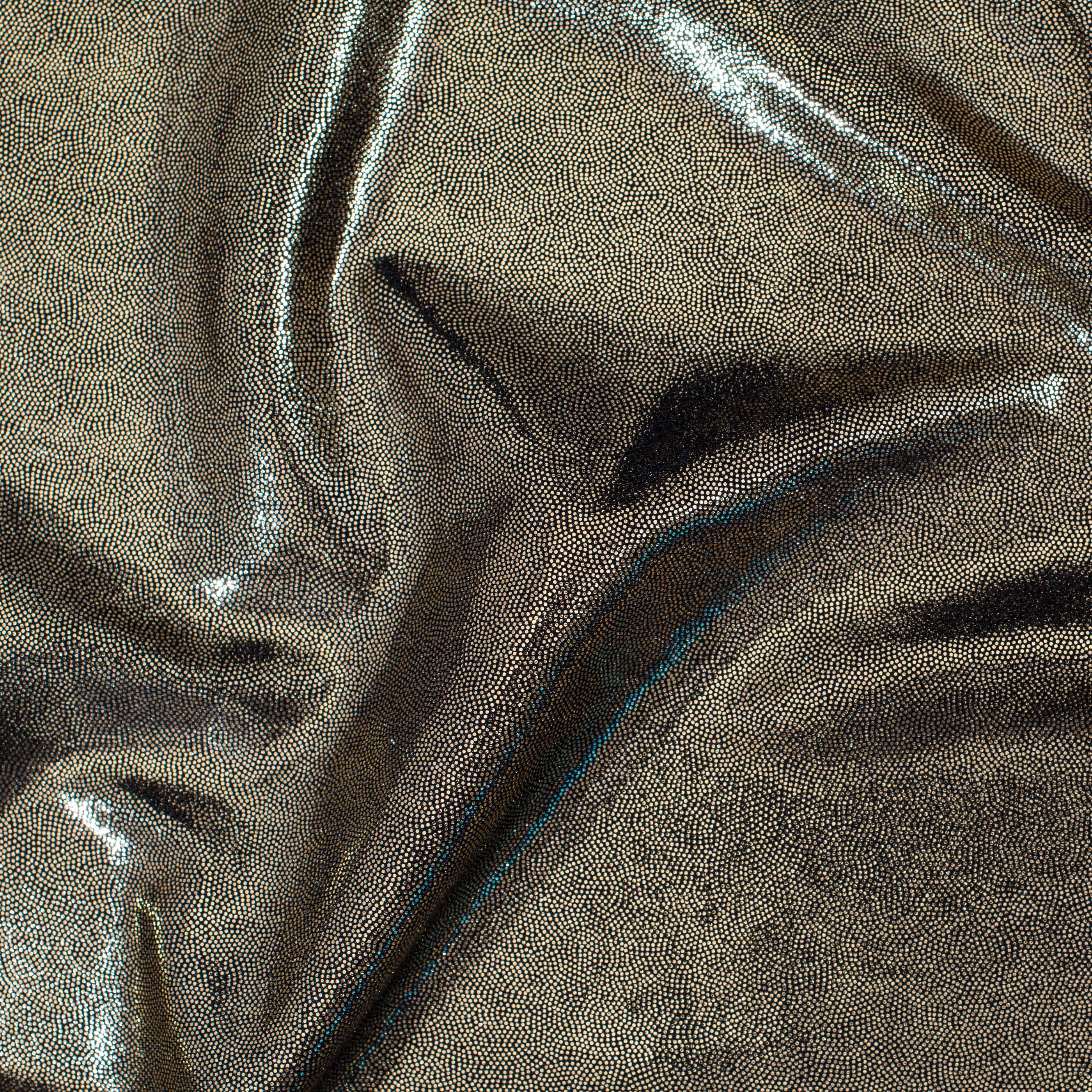 Nylon Spandex Tricot Fabric with Foggy Foil | Spandex Palace - Black Gold