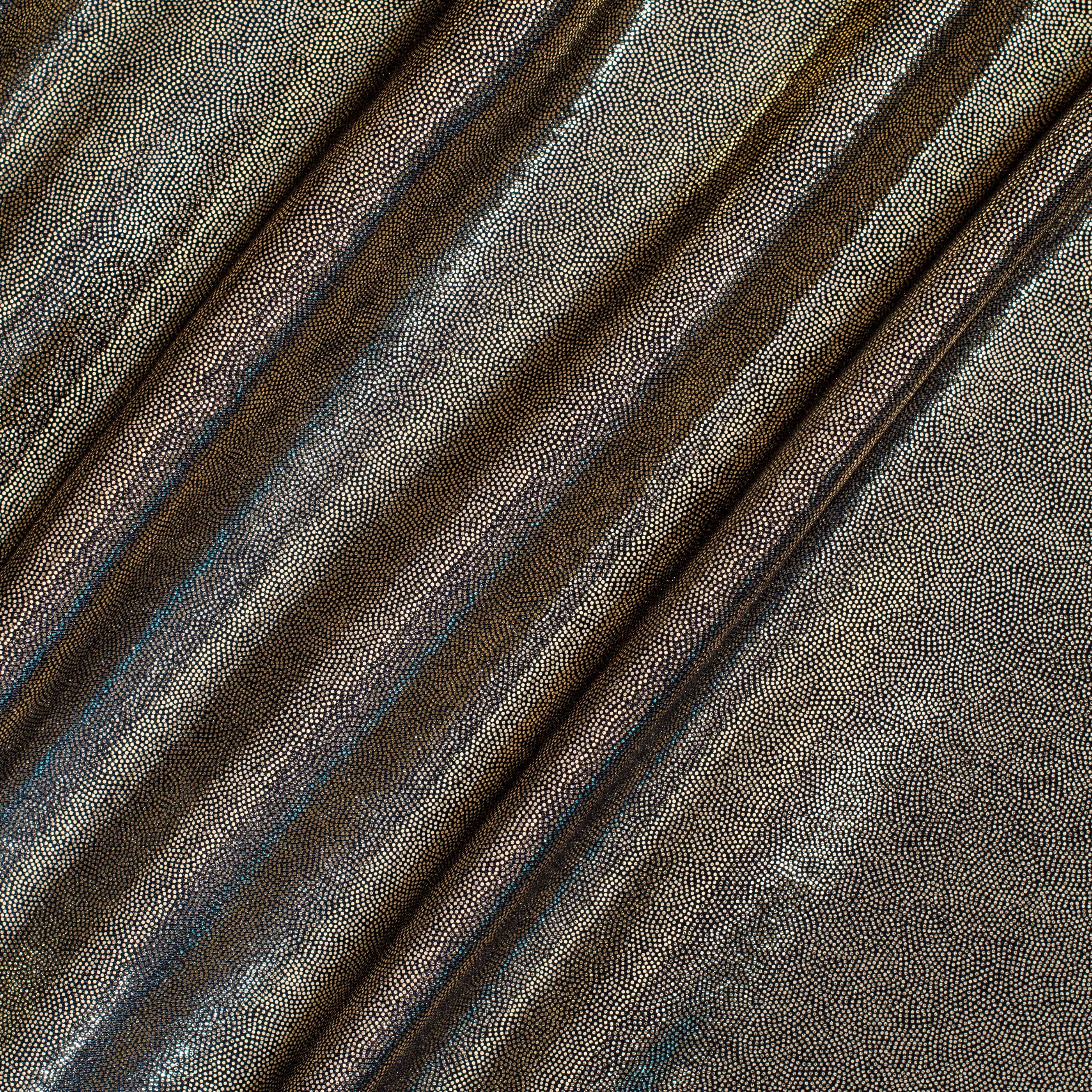 Nylon Spandex Tricot Fabric with Foggy Foil | Spandex Palace - Black Gold
