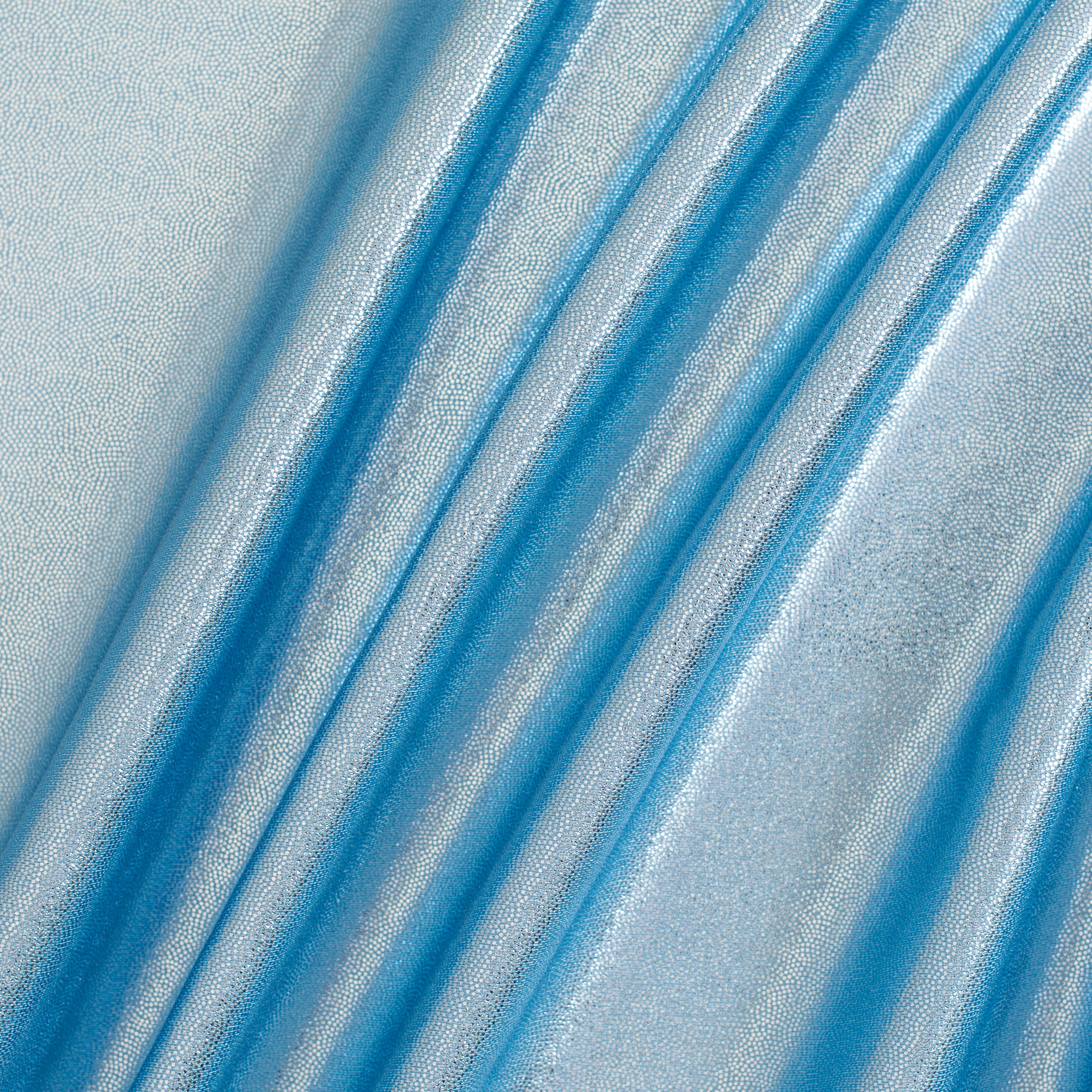 Nylon Spandex Tricot Fabric with Foggy Foil | Spandex Palace - Blue