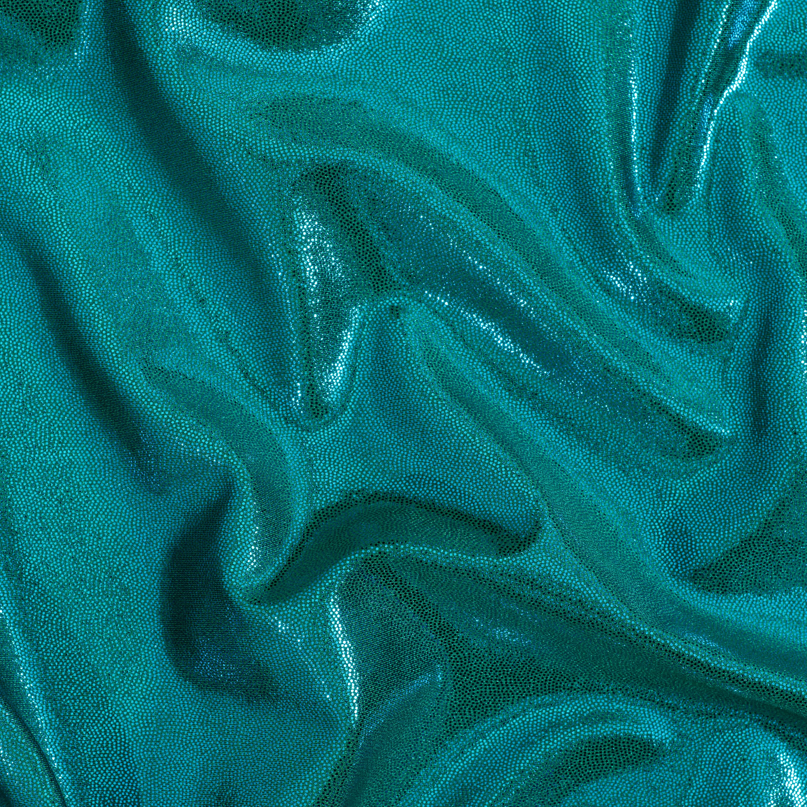 Nylon Spandex Tricot Fabric with Foggy Foil | Spandex Palace - Green Turq
