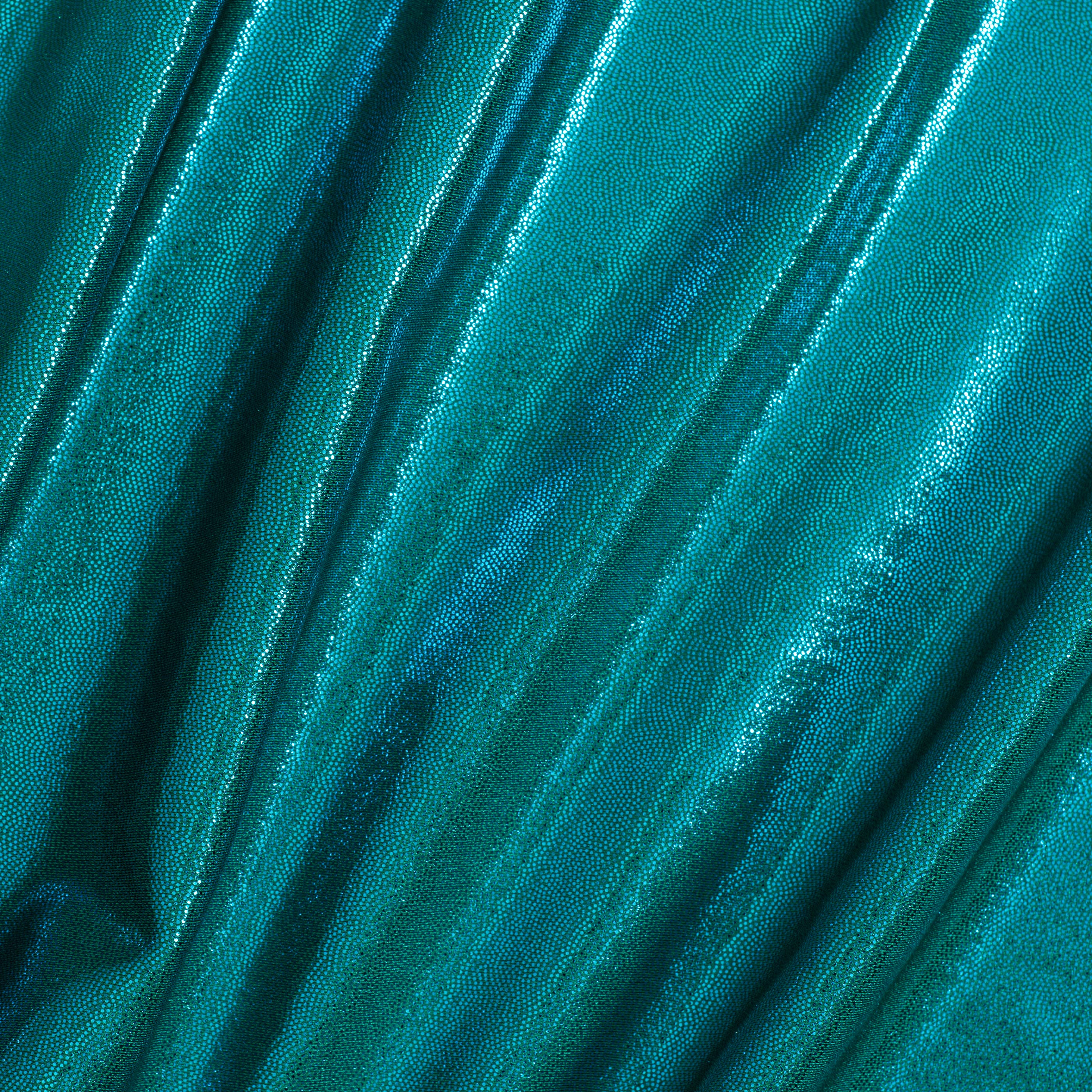 Nylon Spandex Tricot Fabric with Foggy Foil | Spandex Palace - Green Turq