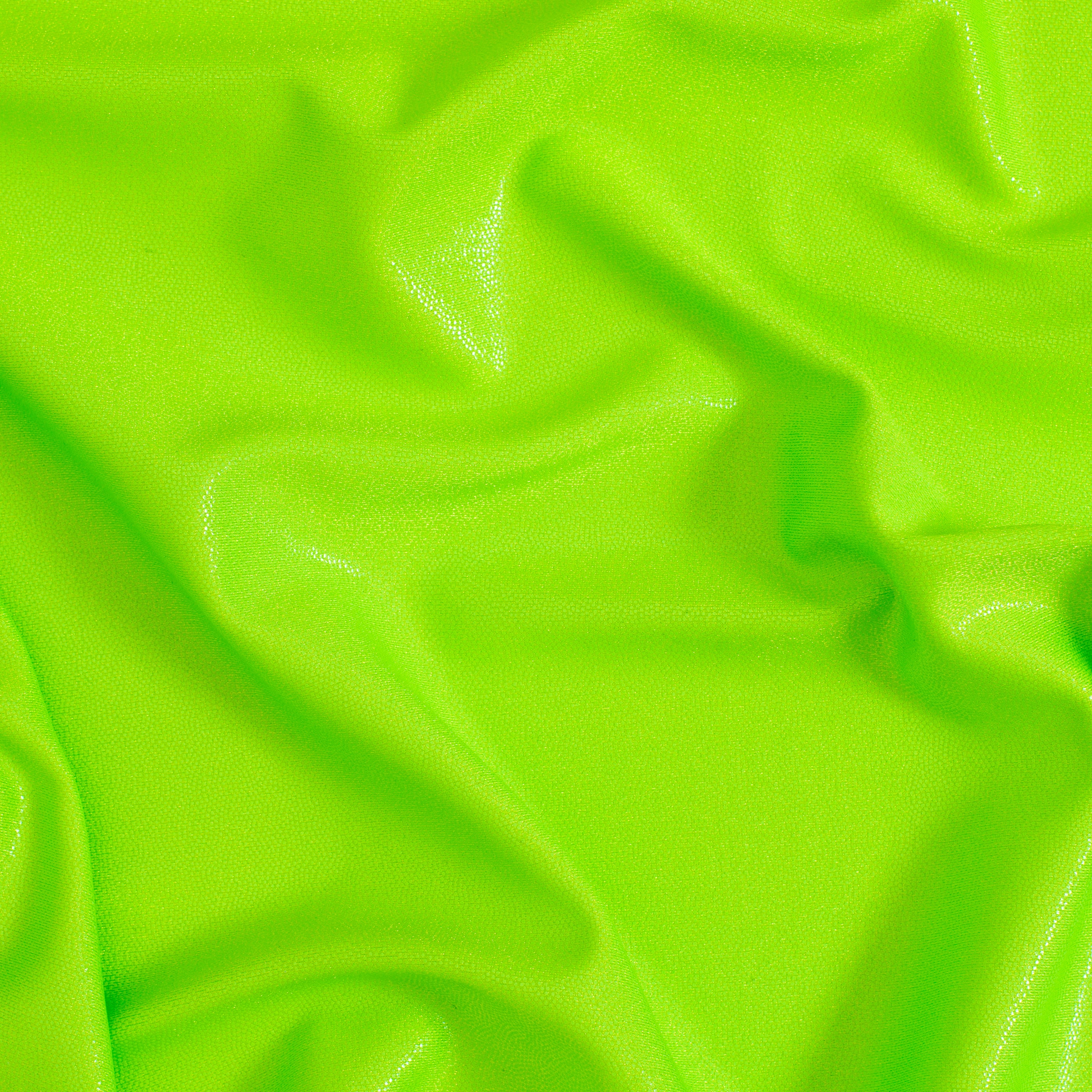Nylon Spandex Tricot Fabric with Foggy Foil | Spandex Palace - Neon Lime